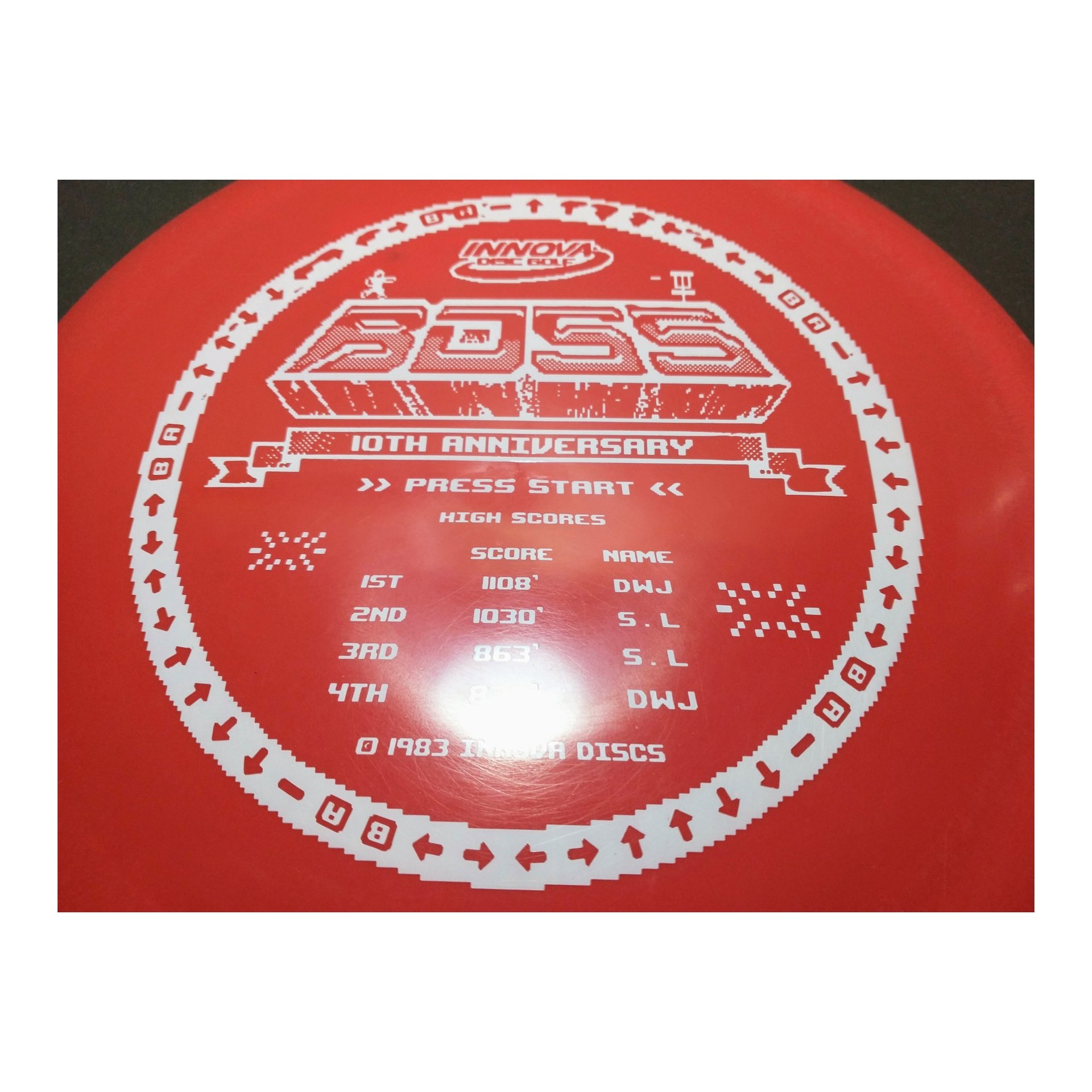 new 10th anniversary Star Boss 167 grams Innova disc golf white on red