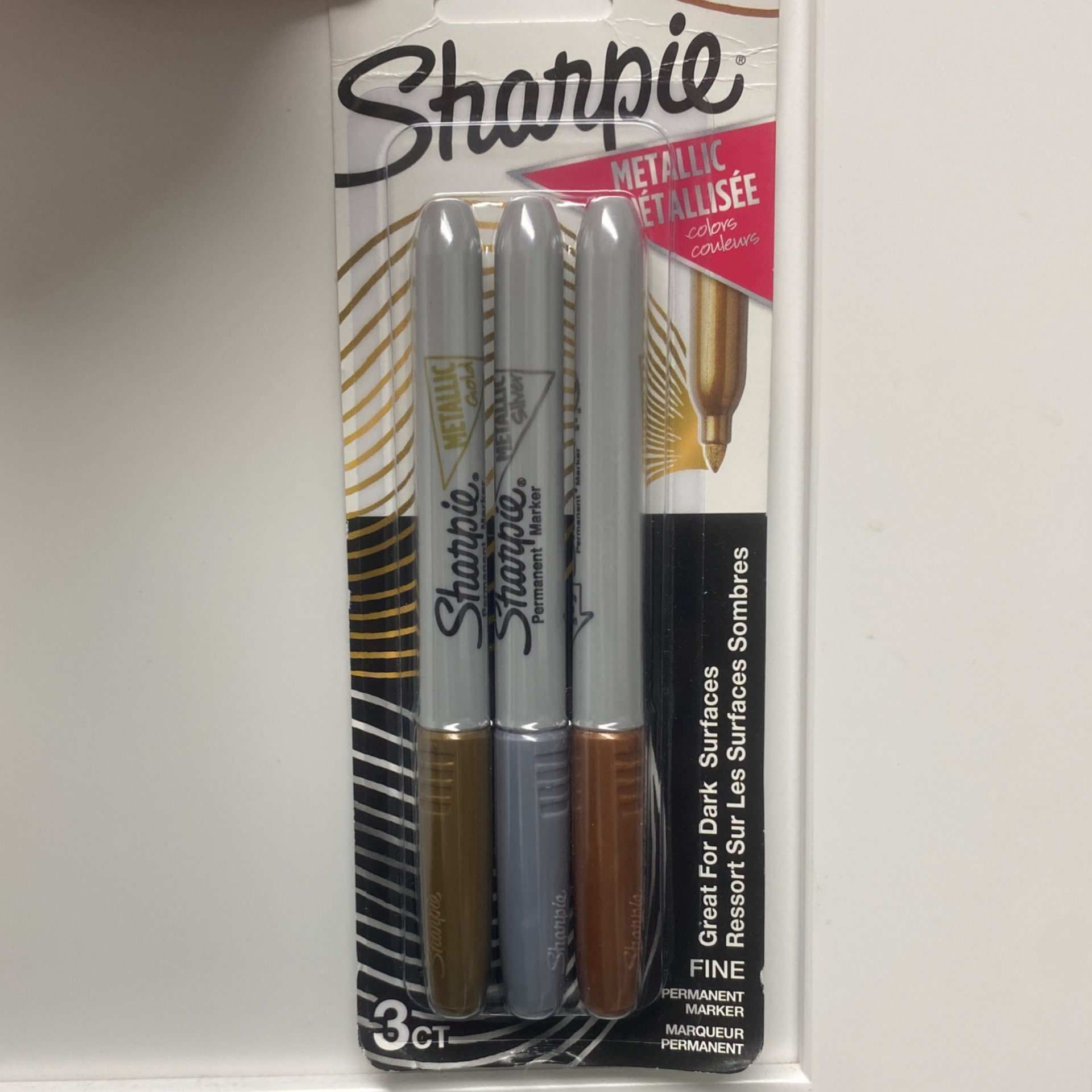 3 Pack Metallic Sharpie - New - Gold Bronze Silver